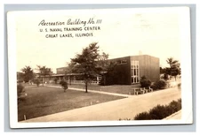 Vintage 1944 RPPC Military Postcard US Naval Training Center Great Lakes IL