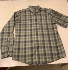 Eddie Bauer Wrinkle Free Relaxed Fit Shirt Mens Size M Medium Green plaid Long S
