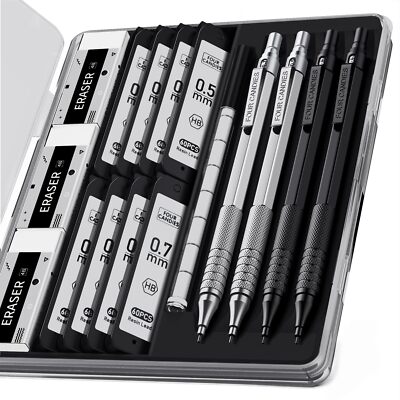 筆記具 4 Four Candies 4PCS Metal Mechanical Pencils Set with Case 0.5mm