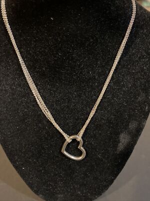 【VINTAGE HOLLYWOOD】Heart Long Chain Necklace★送料・関税込 Vintage Sterling Silver Multi-Strand Heart Pendant Chain