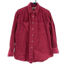 Vintage CM Company Brand Burgundy Pearl Snap Corduroy Button Down Shirt Medium