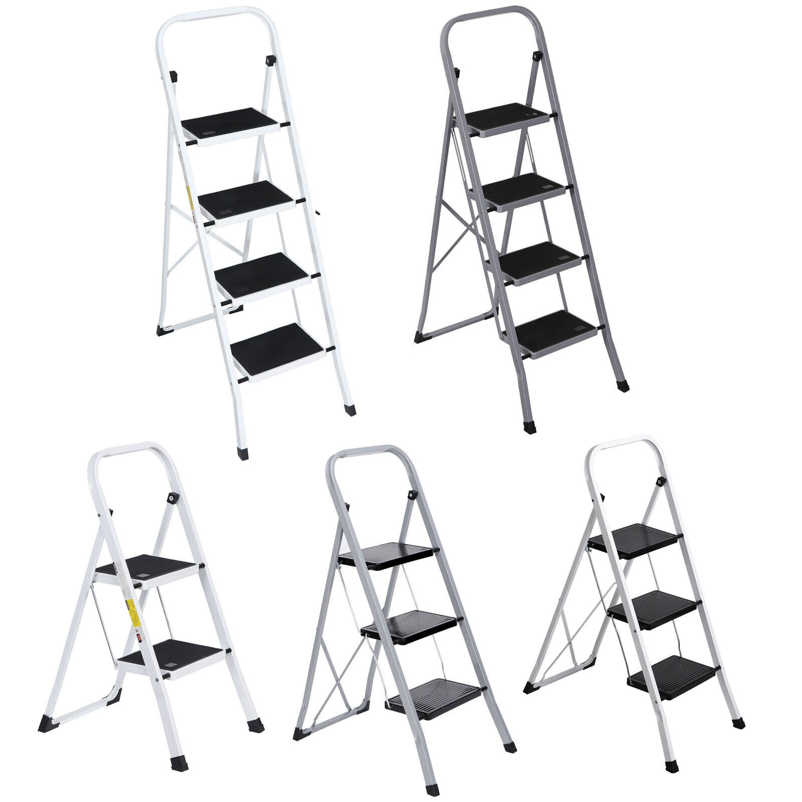 2/3/4 Step Ladder Step Stool Steel Folding Wide Anti-Slip Pad Ladder Lightweight