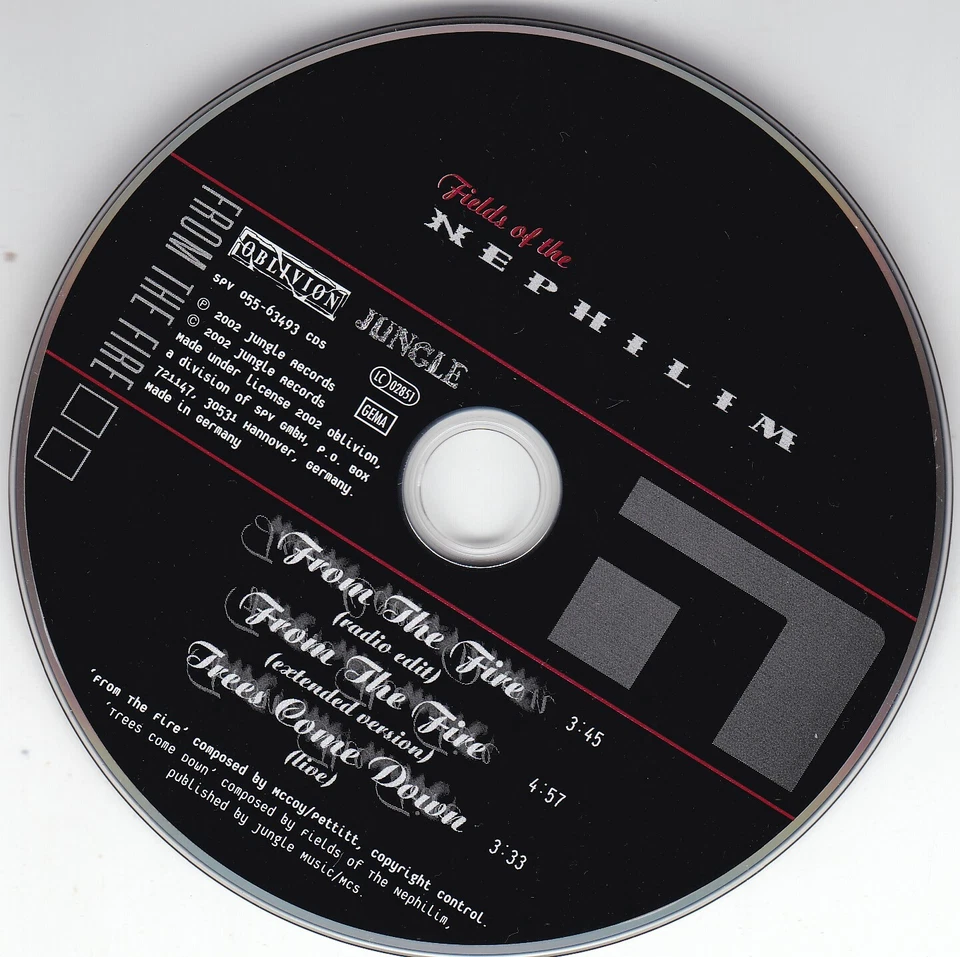 FIELDS OF THE NEPHILIM - FROM THE FIRE - 3 TRACK MAXI CD © 2002 CD NEAR MINT!  - Bild 2 von 2