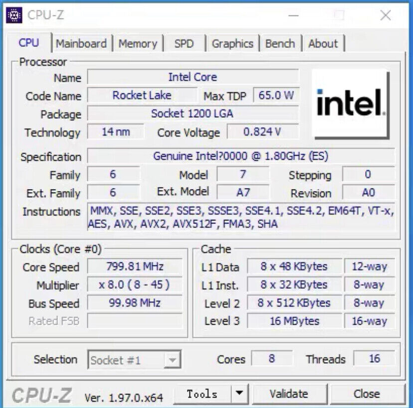 Intel core i9-11900 es 8c/16t lga1200 65w ASUS ROG STRIX Intel core i9-11900 es 8c/16t lga1200 65w ASUS ROG STRIX
