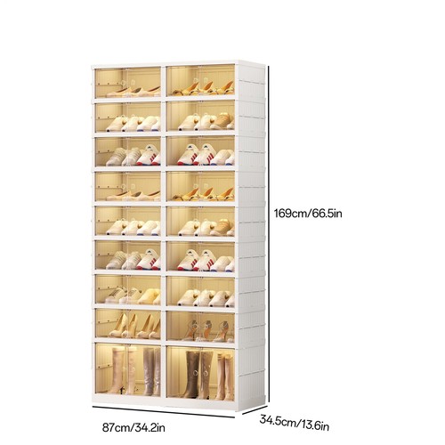 66.5" Shoe Rack Foldable 36 Pair Display Clear Case Sneakers Cabinet Storage Box - Picture 2 of 9