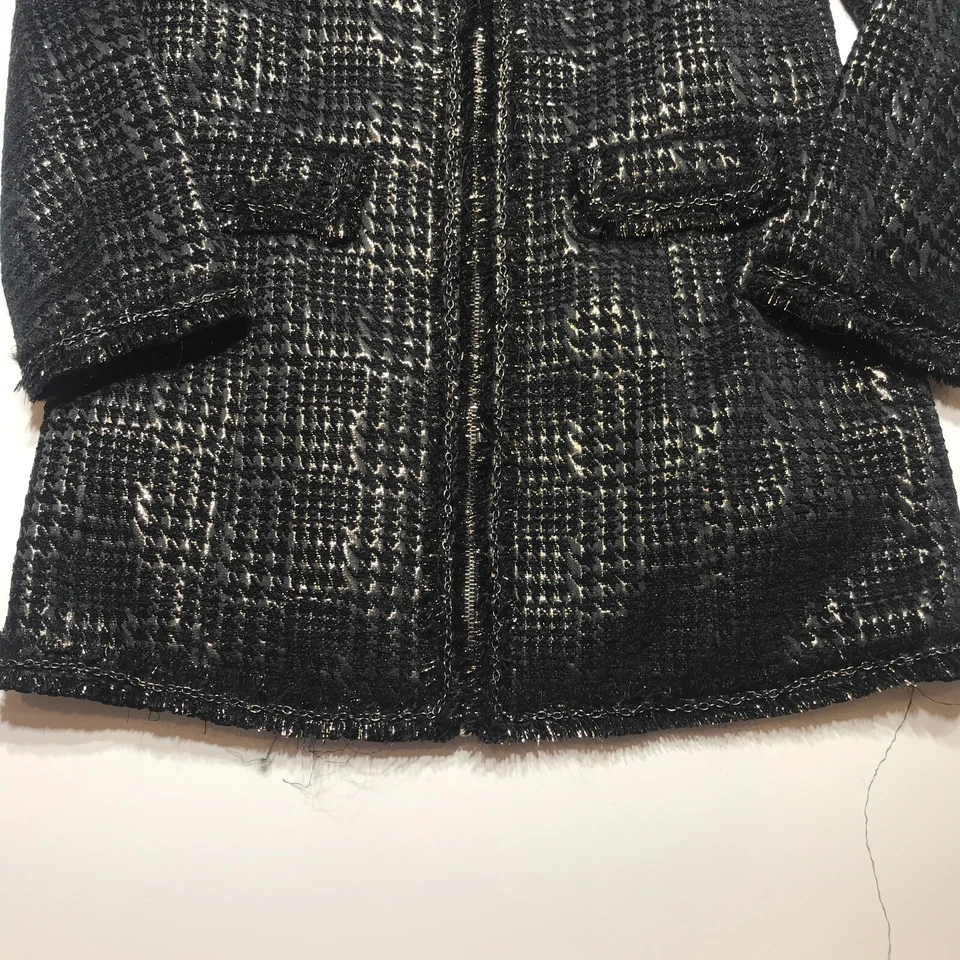 Chaqueta Mystic Mujer Talla 40 Tejida Negra y Dorada Cremallera Frontal Tejida Longitud Media Forrada Foto 4 de 4