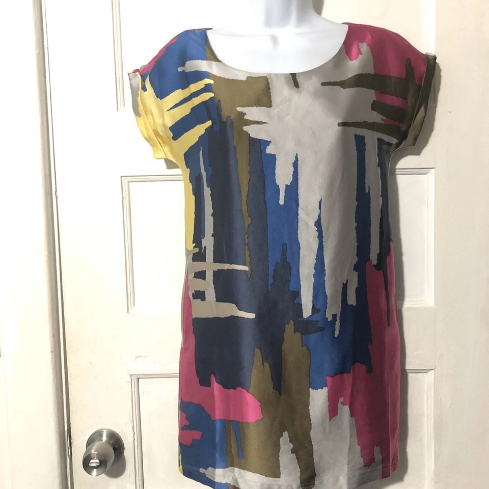 Vestido JOHNNIE B BODEN Niñas Azul Marino y Plata 100% Seda Talla Pequeña Foto 2 de 4