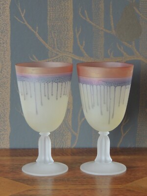 2 Art Drip Milchweingläser von Schott Zweisel Germany