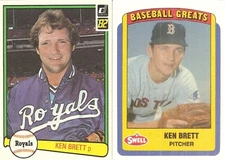 2 DIFFERENT KEN BRETT BASEBALL CARD LOT  240