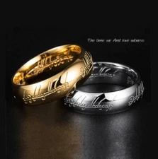 Stainless Steel Ring of Power 3d Carved LoTR Lovers-Fans Steel Ring of Power