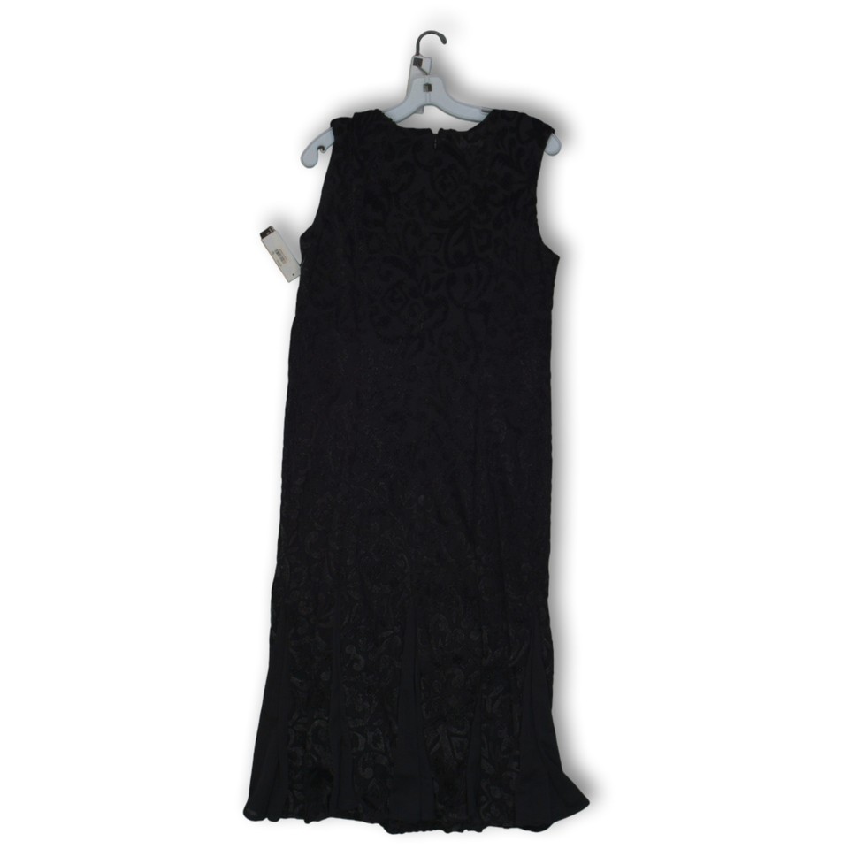 NWT R&M Richards Black Sleeveless Round Neck Midi ALine Womens Dress