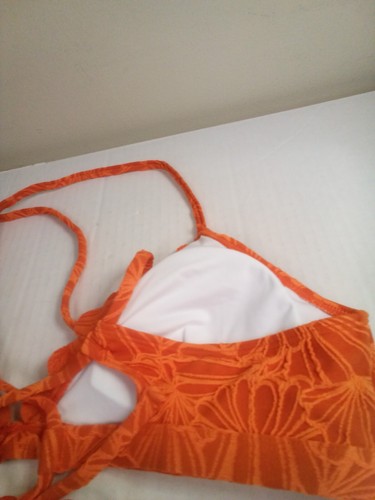 Cupshe Bikini Top Women XL Padded Cups Textured Scallop Trim Orange - Picture 11 of 13