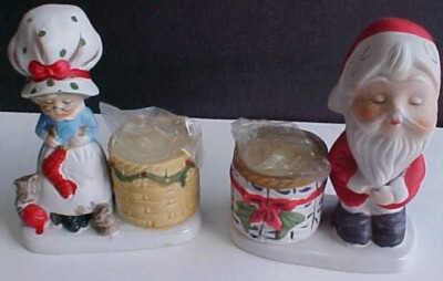 Little Luvkins Mr And Mrs Santa Claus Christmas Candle Holders Figurine NEW