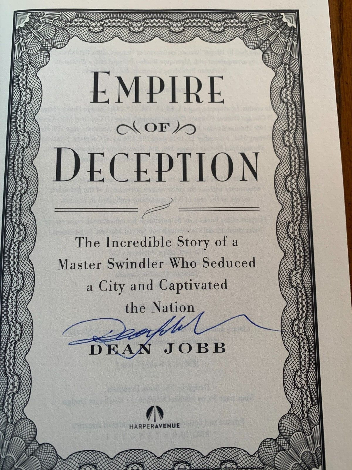 The Empire Of Deception From Chicago to Nova Scotia HC2015 Signed 1st Edition