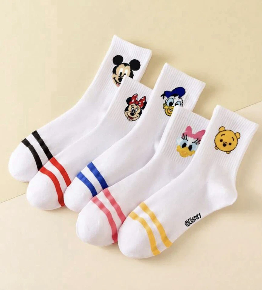 Disney Mickey Minnie Donald Crew Calcetines Conjunto de 5 Pares Unisex Mujer’s Hombre’s Nuevo Foto 2 de 4