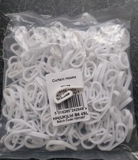 190 Lightweight White Plastic, Net or Lightweight Curtains Hooks,  Unused.