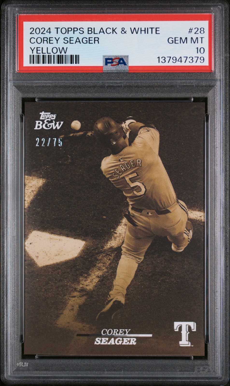 PSA 10 Corey Seager Yellow /75 2024 Topps Black & White - #28