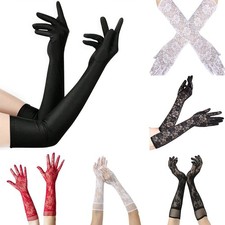 Sleek Womens Fishnet Lace Gloves with Extended Sleeves for Elegant Looks