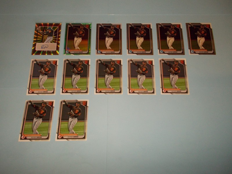 Rayner Arias Donruss Auto 2024 Bowman Green 4 chrome 7 base San Francisco Giants