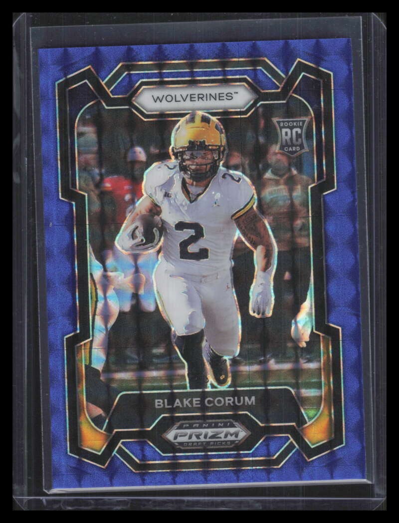 2024 Panini Prizm Draft Prizms Blue Finite Refractor 128 Blake Corum RC 61/89