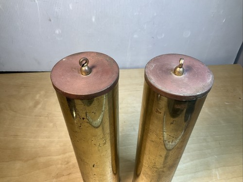2er SET VINTAGE STANDUHREN GEWICHTE MIT MESSINGSCHALEN & EINSÄTZEN 10,5" - Bild 7 von 7
