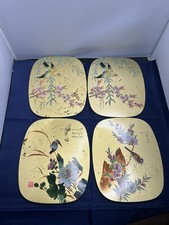SET of 6 Vintage Worcester Ware Savoy Cocktail Mats Japanese Flowers Birds