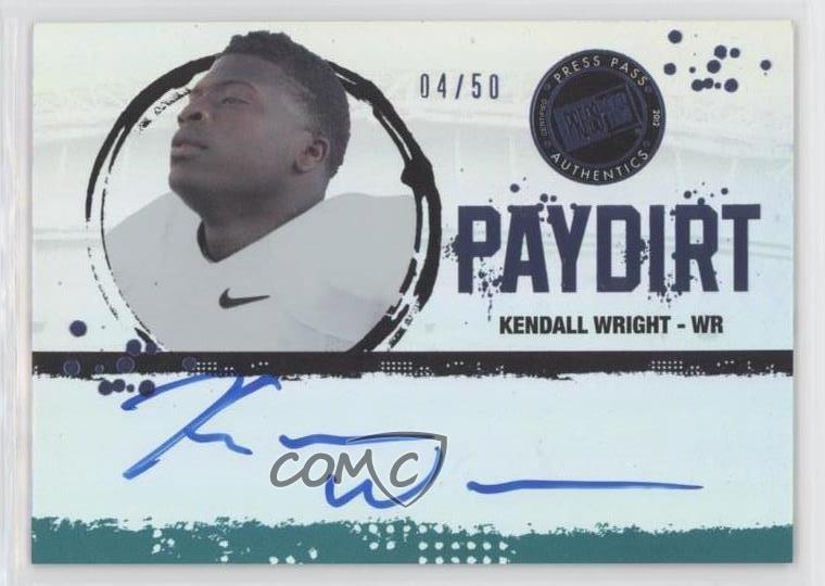 2012 Press Pass Fanfare Paydirt Blue 4/50 Kendall Wright Rookie Auto RC s7f
