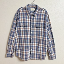 The Normal Brand Flannel Shirt Mens XXL Blue Plaid Mountain Overshirt Huckberry