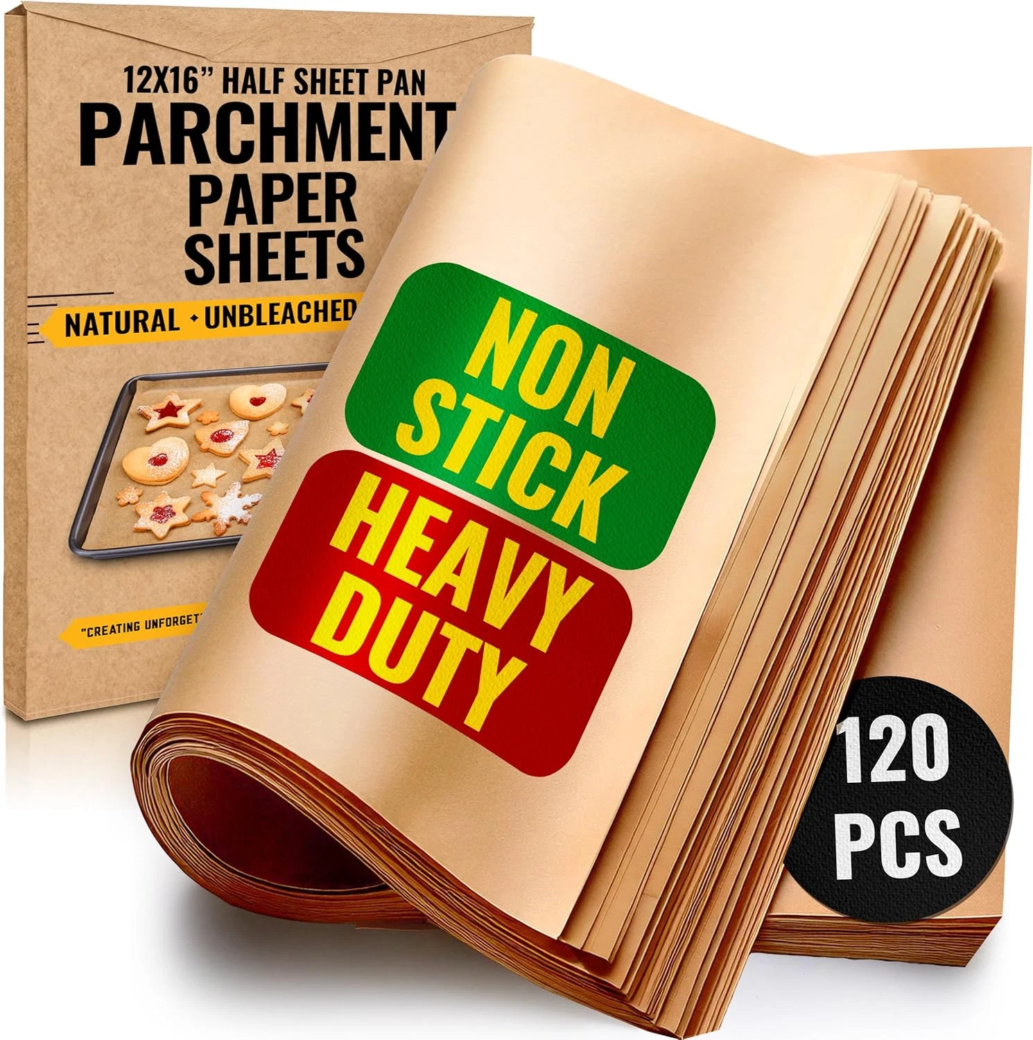 Parchment Paper Sheets for Baking, 12X16 in 120 Pcs by | Precut Non-Stick & Unb