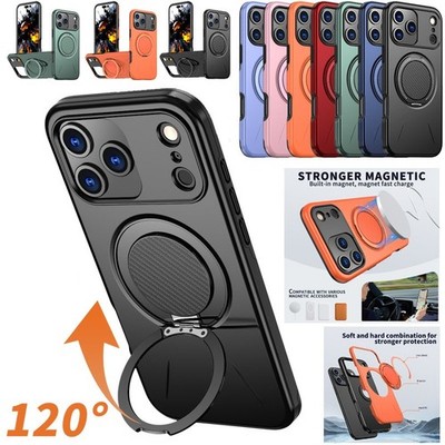 For iPhone 17 16 15 14 13 12 Pro Max Case Magsafe Shockproof Ring Stand Cover