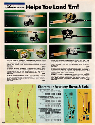 Shakespeare Zebco Fishing Stemmler Archery Vintage 1960s Magazine Ad Print