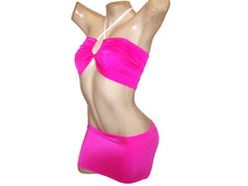 New Stripper Exotic Dancer Pink 2pc Mini Skirt Set S/M Stripperwear Clubwear