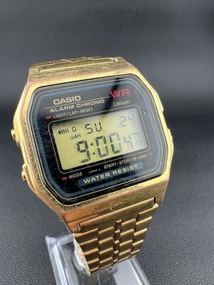 CASIO Vintage Digitaluhr A159WGE Herren Alarm Chrono WR Gold Retro Klassiker