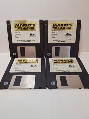 Nintendo Mario's Time Machine MS-DOS Floppy Disks Video Game Complete Box PC