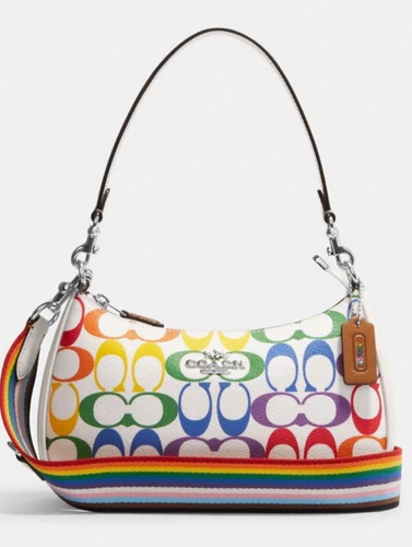 Borsa a tracolla Coach Teri moda nuova con etichette in pelle rivestita tela gesso arcobaleno CA176