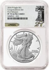 2026 P Congratulations Set Proof Silver Eagle NGC PF 70, FR 250 Bell