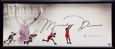 Michael Jordan Auto Framed 20x46 The Show Poster Photo Bulls Last