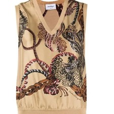 NWT Salvatore Ferragamo printed sleeveless Silk top XL
