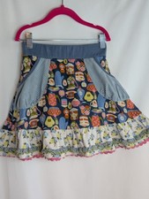 Matilda Jane Girls 8 Skirt with Bloomers Ruffled Vintage Print Kitchen Blue Cute