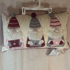 Santa Gnomes Pillow Christmas Holiday 3 Santa Gnomes 14  x24  Decor Winter