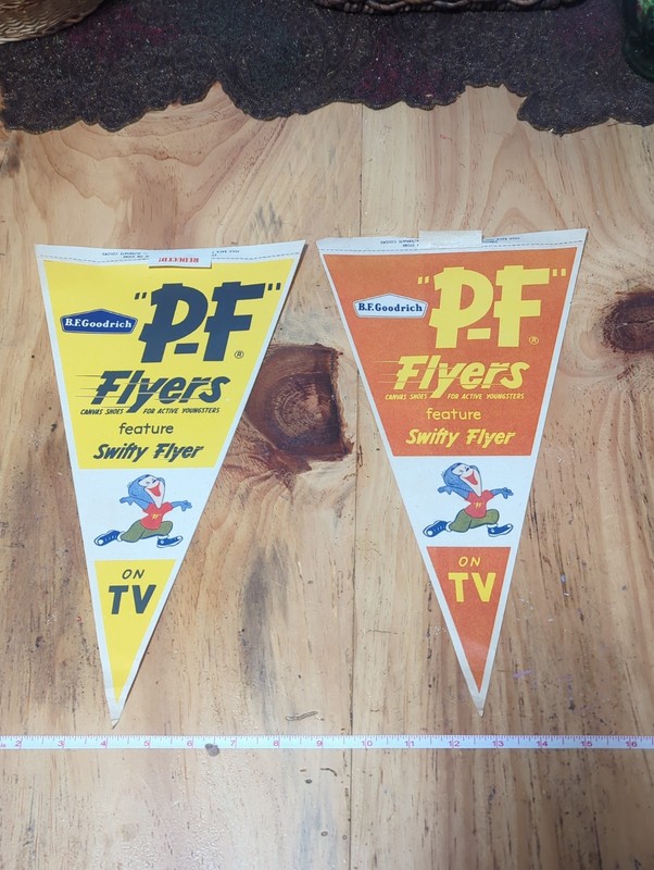 Pair of 1962 B.F. Goodrich "PF" Flyers Paper Window Banner Shoe Advertisements,