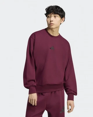  Sport Sweatshirt pullover HERREN Adidas Kastanienbraun Feelcozy Fleece Crew  - Bild 1 von 4
