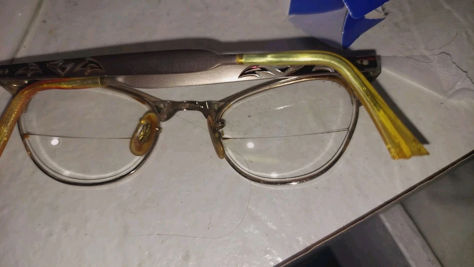 DE COLECCIÓN Elegante 12K GF Oro Relleno Aluminio Gafas Alambre MARCOS OJOS DE GATO Foto 4 de 4