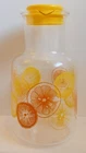 Vintage Pyrex 2 Qt Clear Glass Juice Carafe Oranges Lemons #3520 Yellow Lid