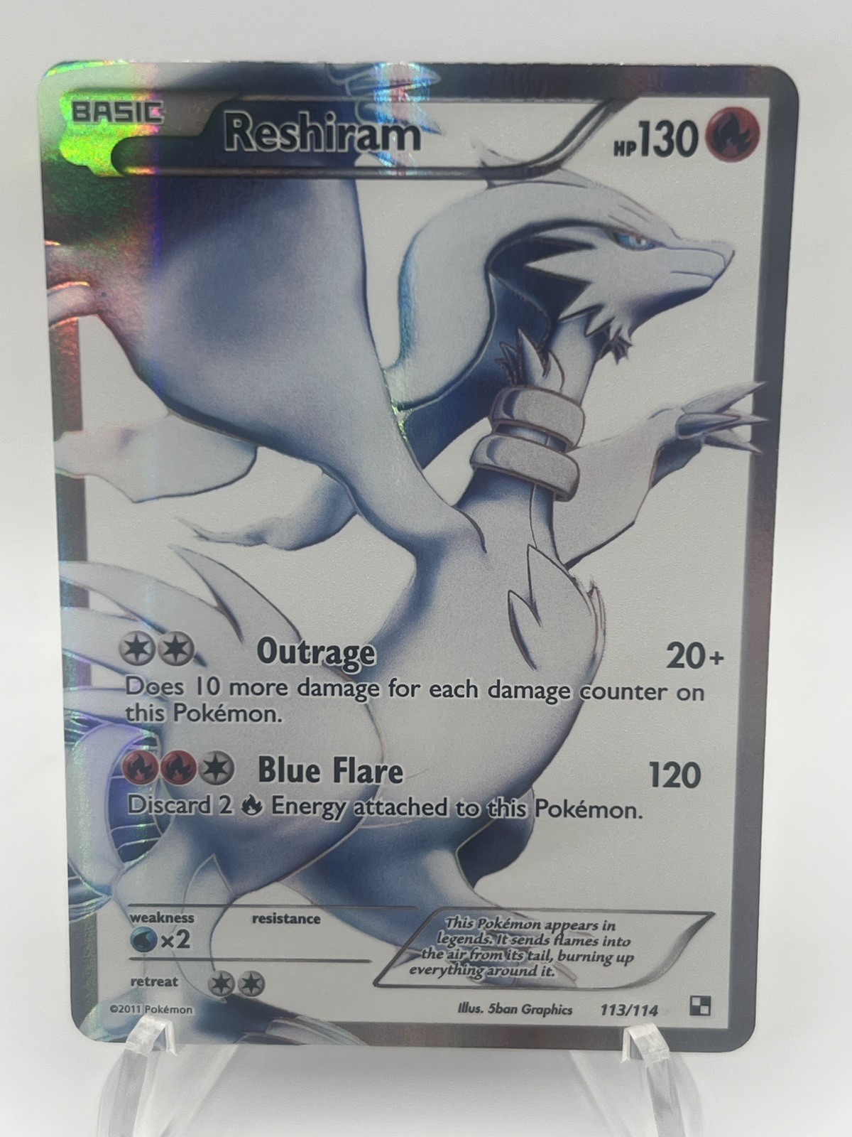 Reshiram 113/114 Black & White Full Art Holo Ultra Rare 2011 MINT CLEAN CARD #1