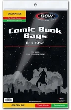 (1000) Case of BCW Resealable Golden Comic Book Bags - Thick 8" X 10½"