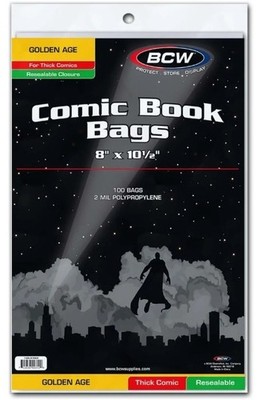 (1000) Case of BCW Resealable Golden Comic Book Bags - Thick 8'' X 10½''