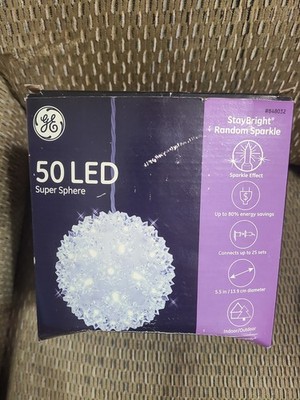 GE StayBright Random Sparkle 50 LED Super Sphere Warm White Christmas Light 5.5''