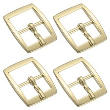 4Pcs 0.63" Single Prong Belt Buckle Square Center Bar Buckles for Belt, Gold