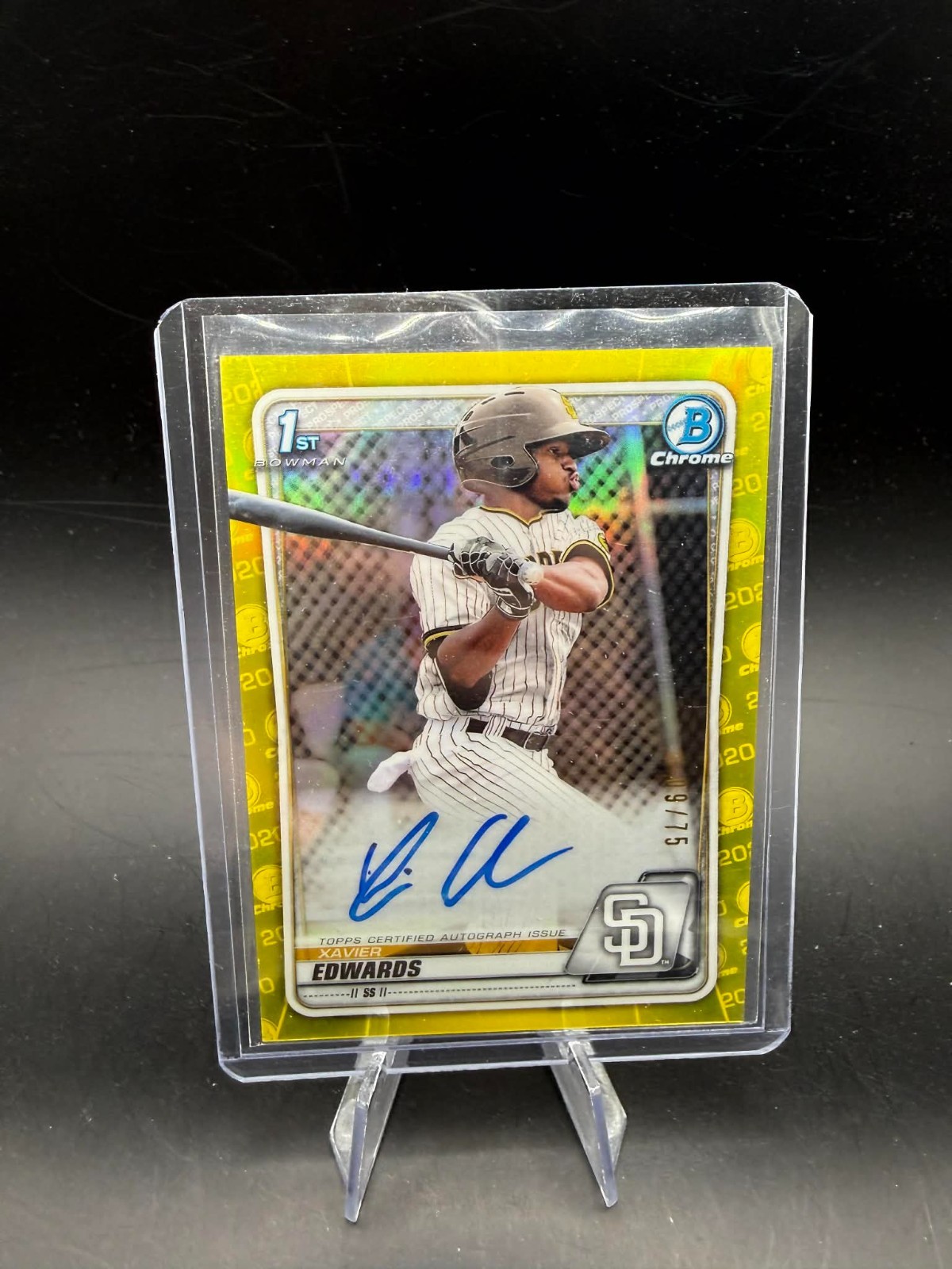 2020 Bowman Chrome Xavier Edwards 1st Auto Yellow Refractor #/75 RC ROOKIE SP